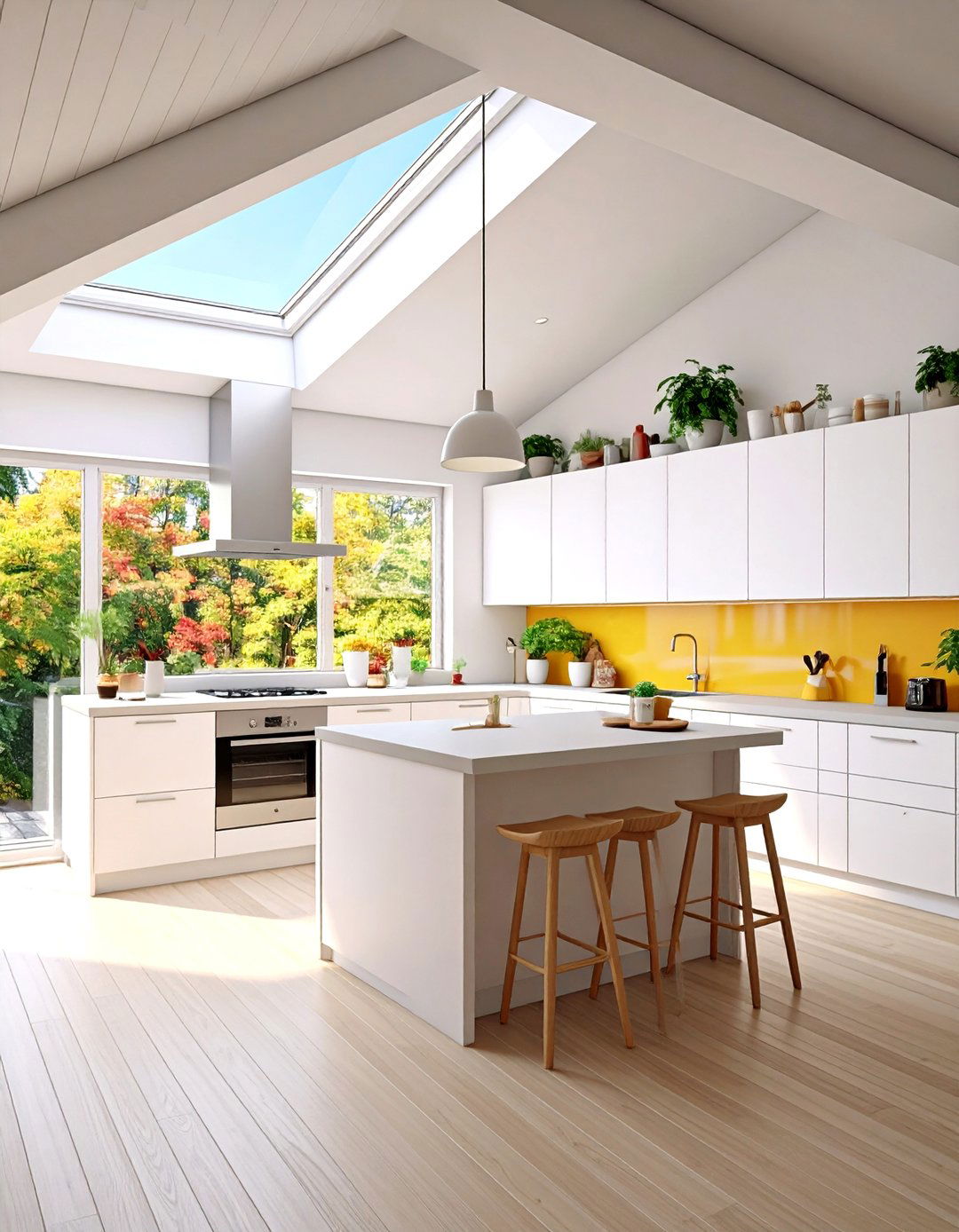 Embrace Minimalist Monochrome Design - 20 Sloped Ceiling Kitchen Ideas