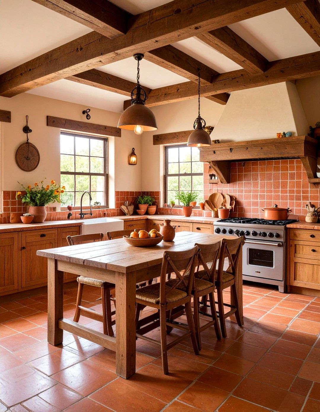 Embrace Rustic Charm with Classic Saltillo Tiles - 20 Terracotta Kitchen Floor Ideas