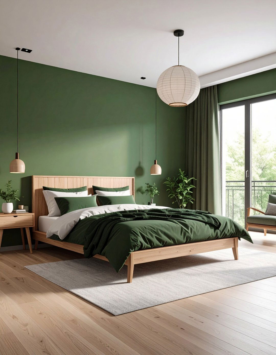 Embrace Scandinavian Light with Forest Green Bedroom and Crisp White - 20 Forest Green Bedroom Ideas