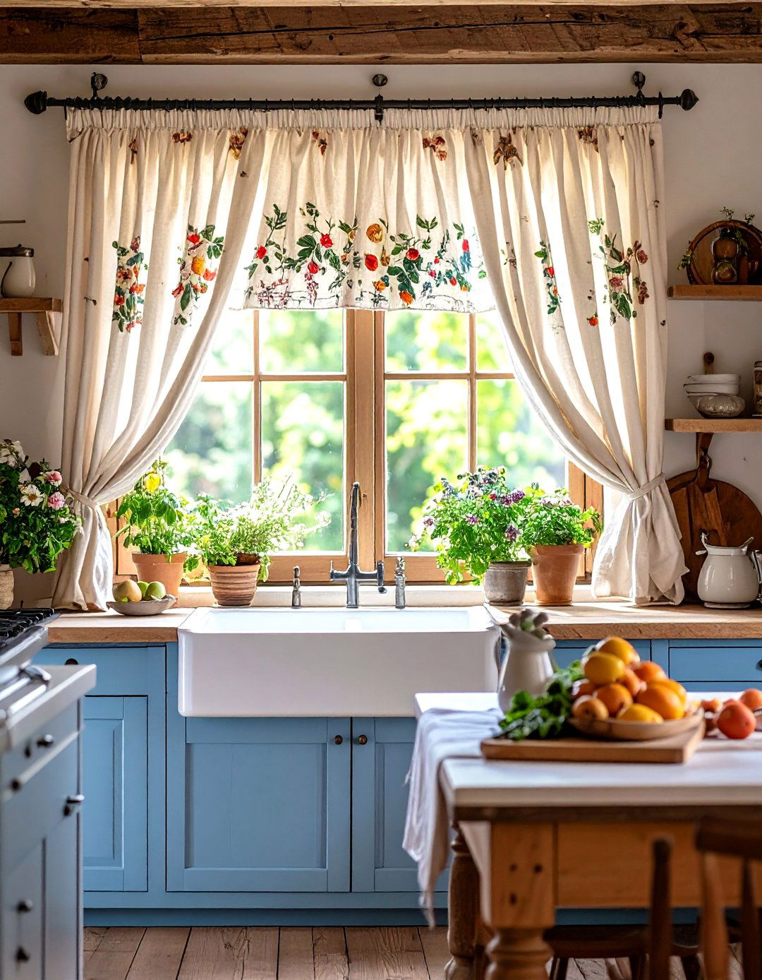 Embroidered Kitchen Curtain Artistry - 20 Kitchen Curtain Ideas