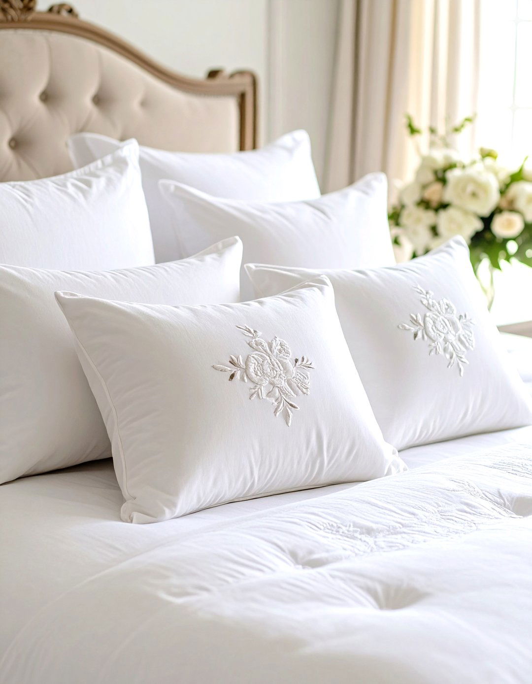 Embroidered and Monogrammed Linens - 20 Vintage Bedroom Ideas