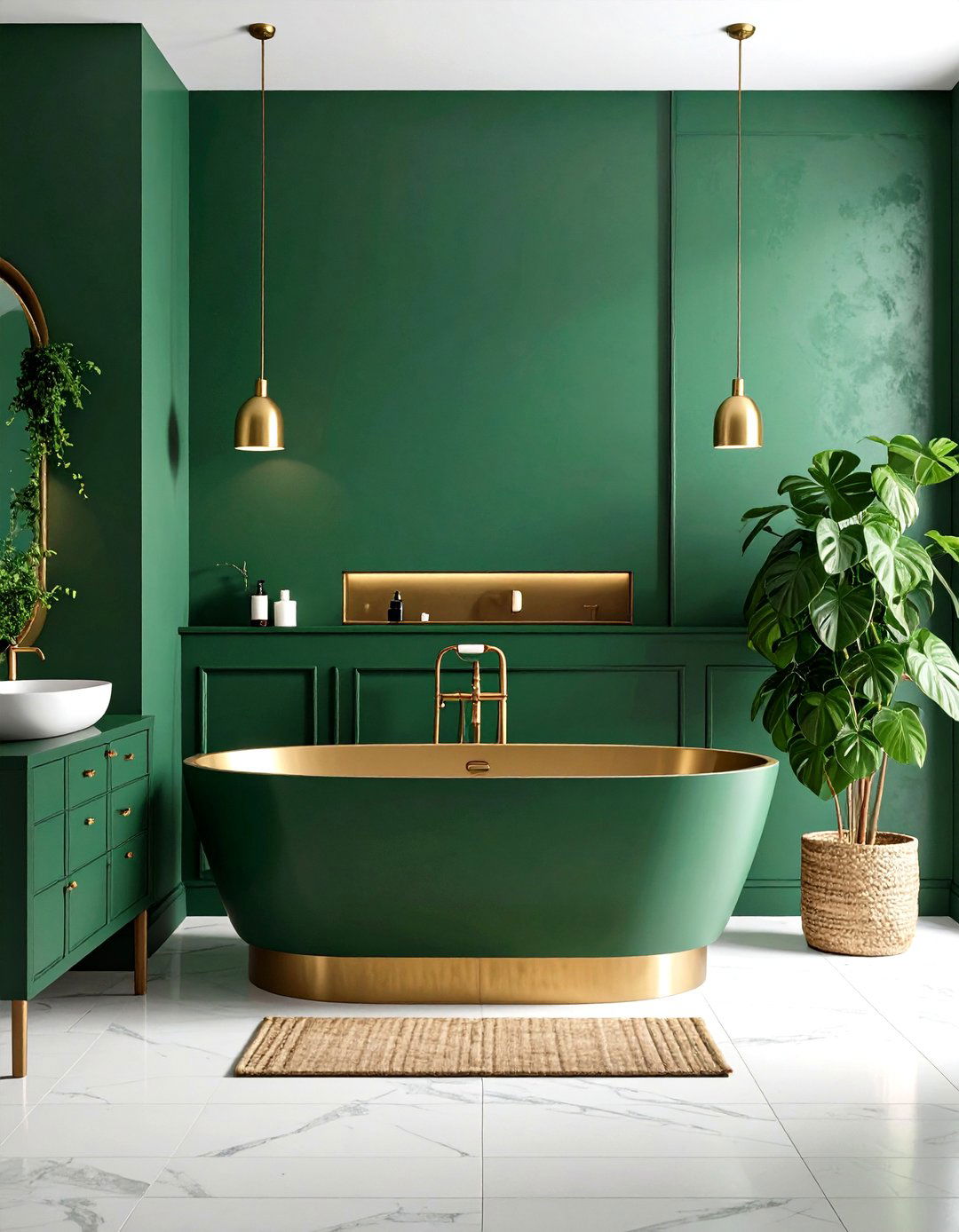Emerald Green Gold Bathroom Statement - 20 Gold Bathroom Ideas