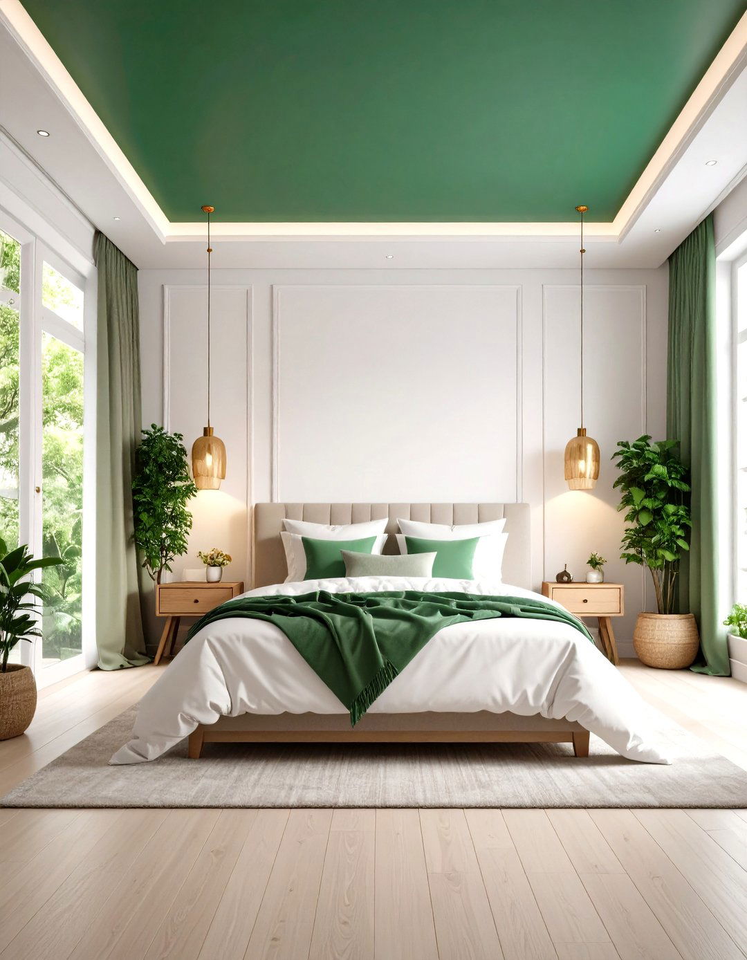 Emerald Green Painted Ceiling Cocoon - 20 Emerald Green Bedroom Ideas