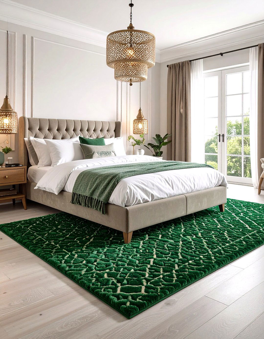 Emerald Green Rug Anchor - 20 Emerald Green Bedroom Ideas
