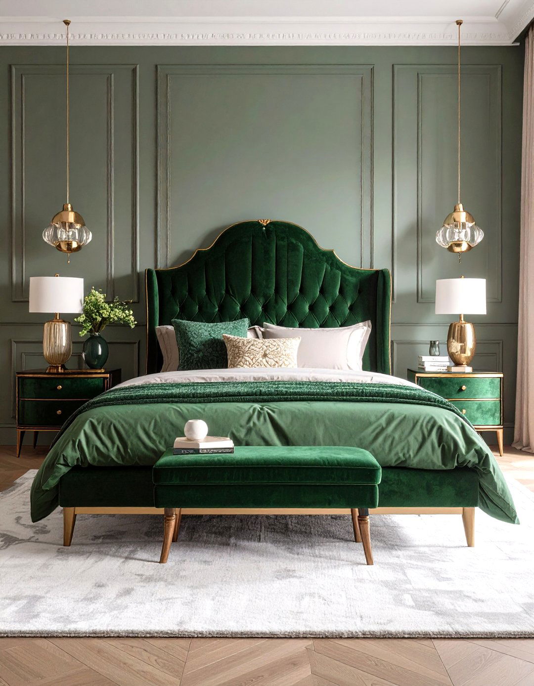 Emerald Green Statement Furniture Piece - 20 Emerald Green Bedroom Ideas