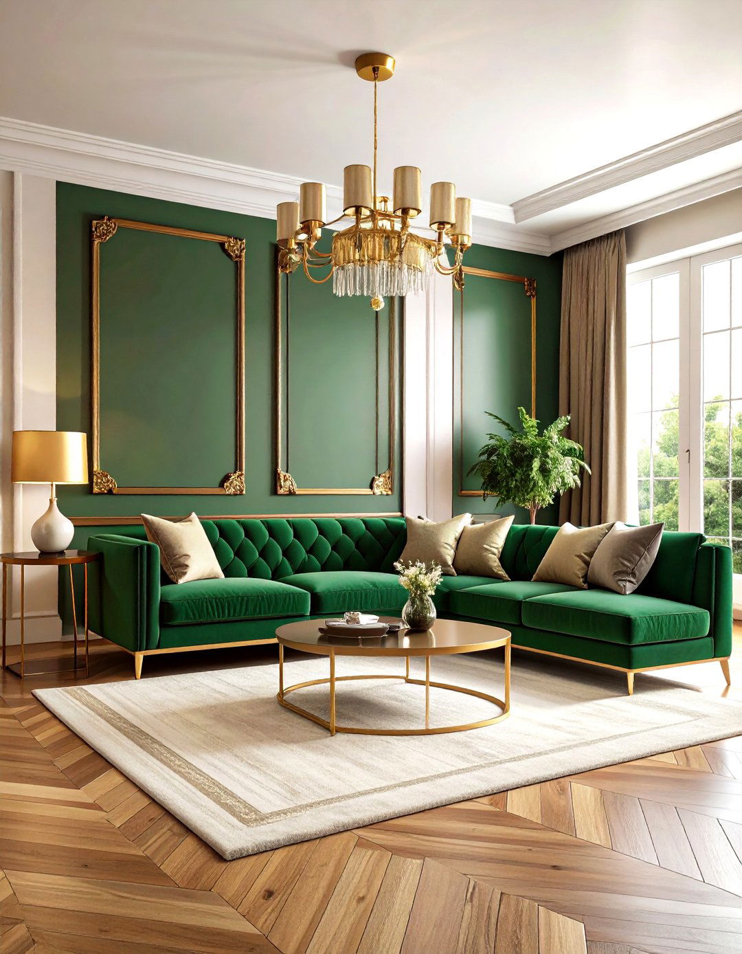 Emerald Green and Gold - 20 Two Colour Combination for Living Room