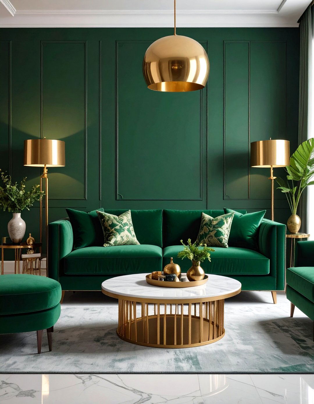 Emerald Velvet Sofa as the Showpiece Green Living Room Anchor - 20 Green Living Room Ideas