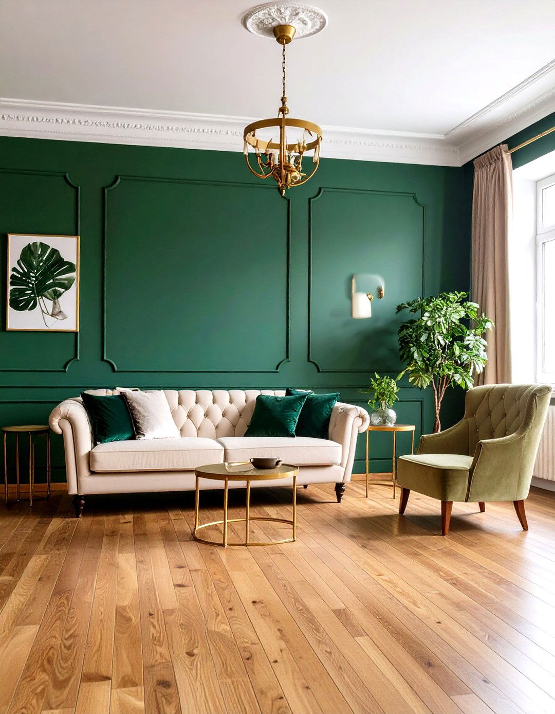 Emerald Walls and Warm Honey Wood Floors - 20 Floor and Wall Color Ideas
