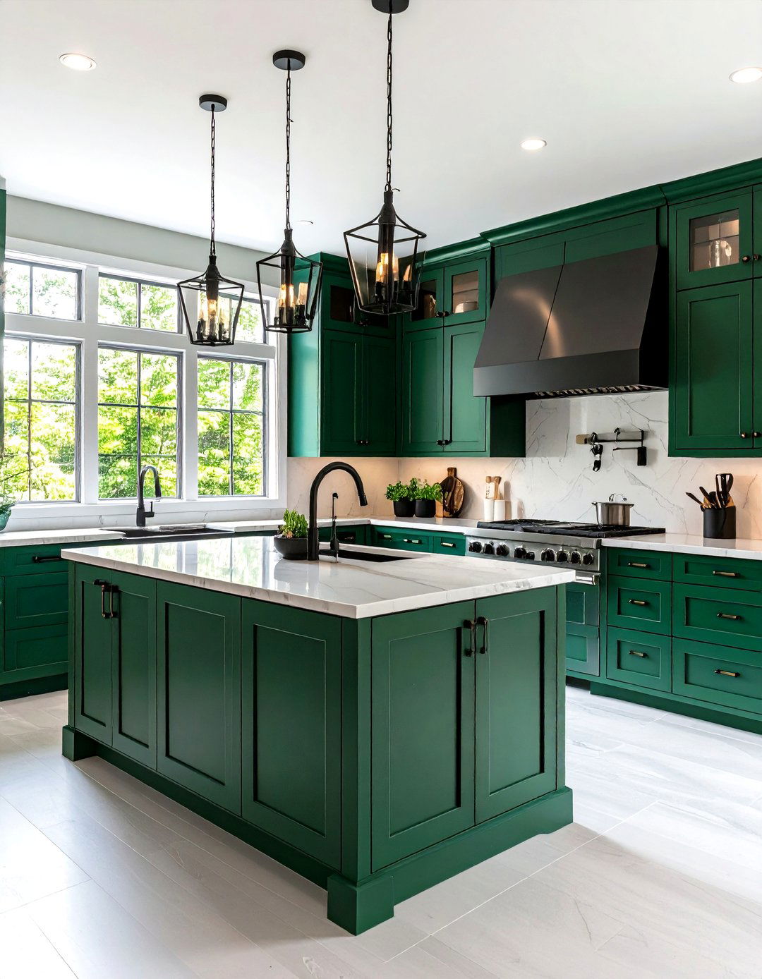 Emerald and Matte Black Accents - 20 Emerald Green Kitchen Ideas