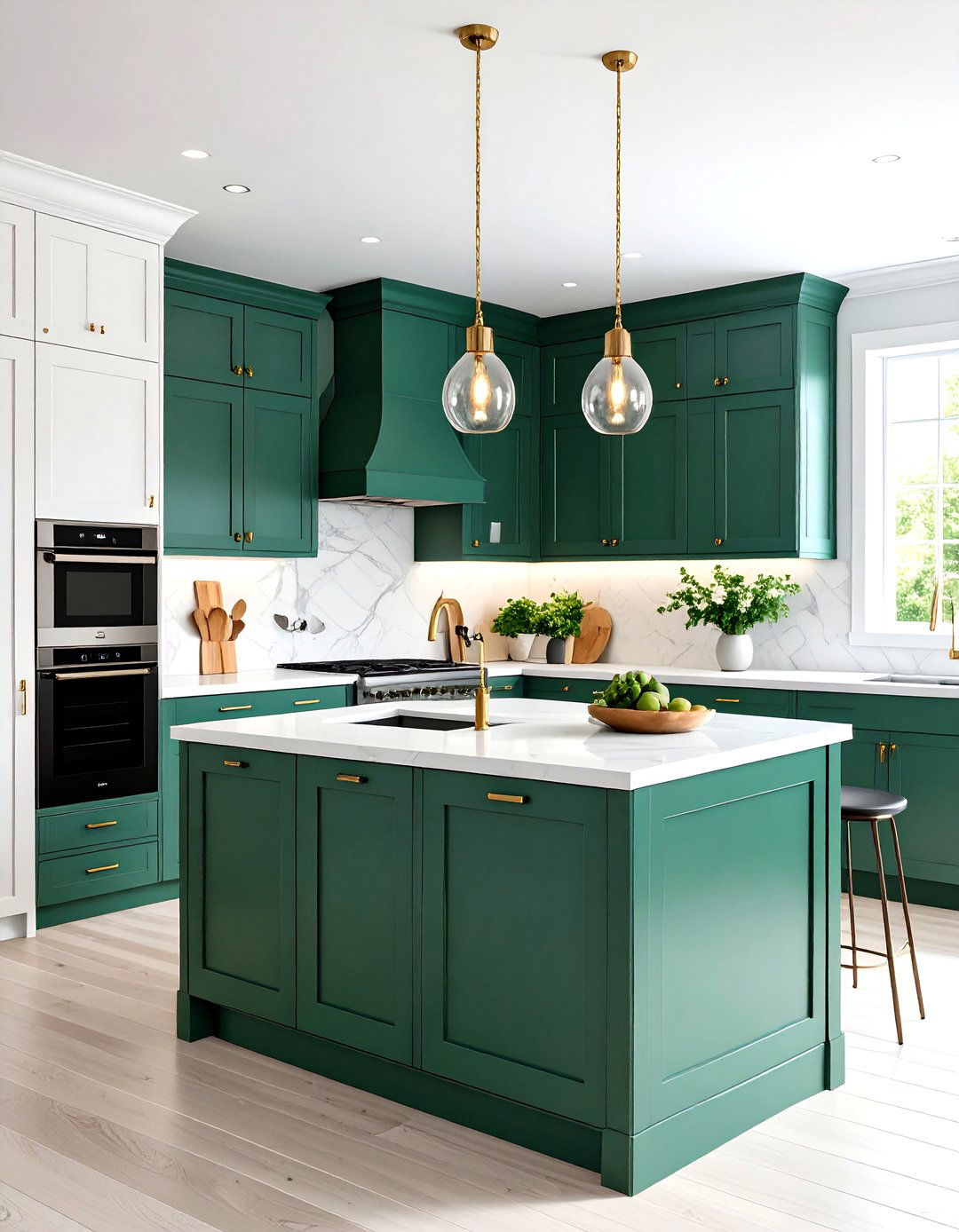 Emerald on Lower Cabinets Only - 20 Emerald Green Kitchen Ideas