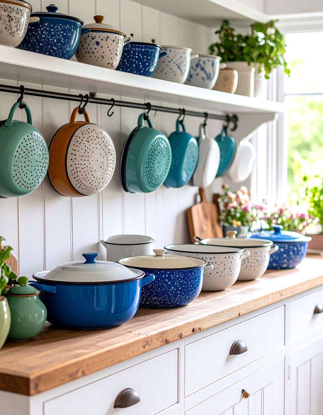 Enamelware Displays - 20 Vintage Kitchen Ideas