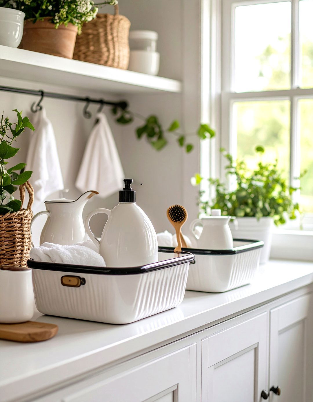 Enamelware Trays and Accessories - 20 Vintage Laundry Room Decor Ideas
