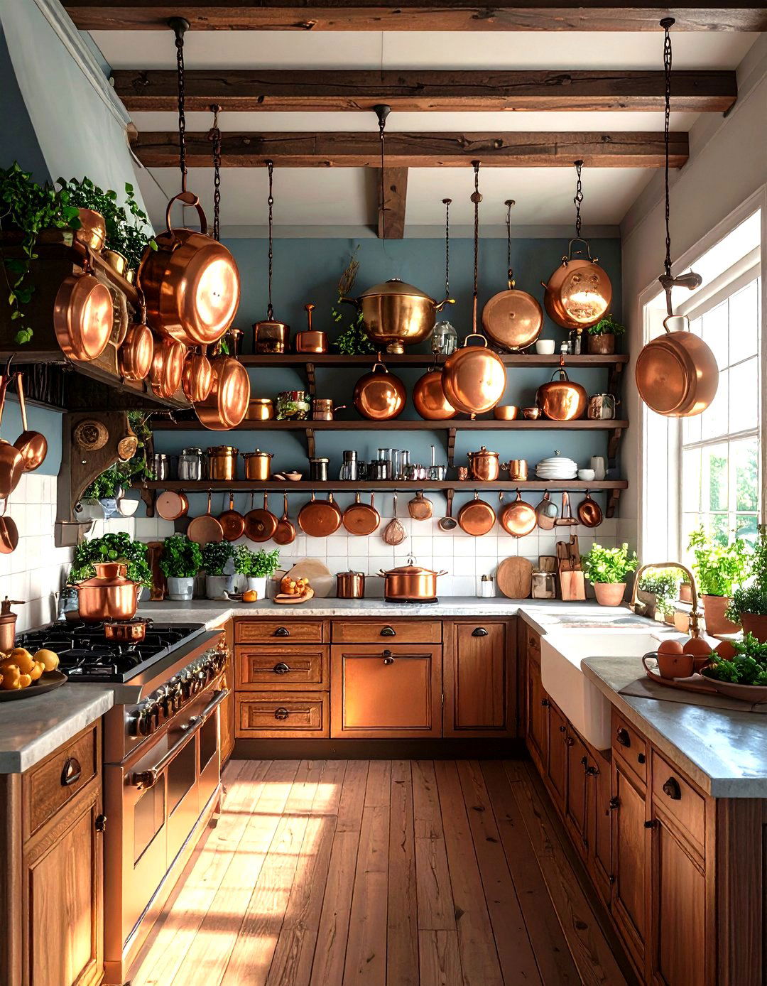 Enamelware and Copper Displays - 20 Victorian Kitchen Ideas