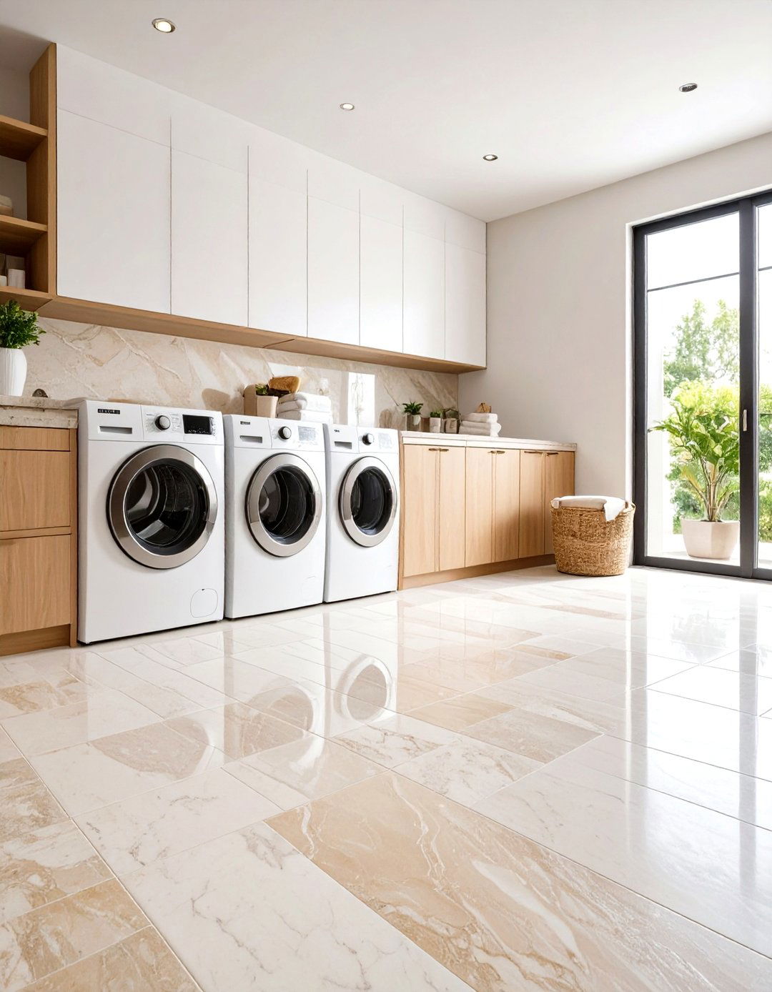 Encaustic Cement Laundry Room Floor Tiles with Bold Patterns - 20 Laundry Room Floor Ideas
