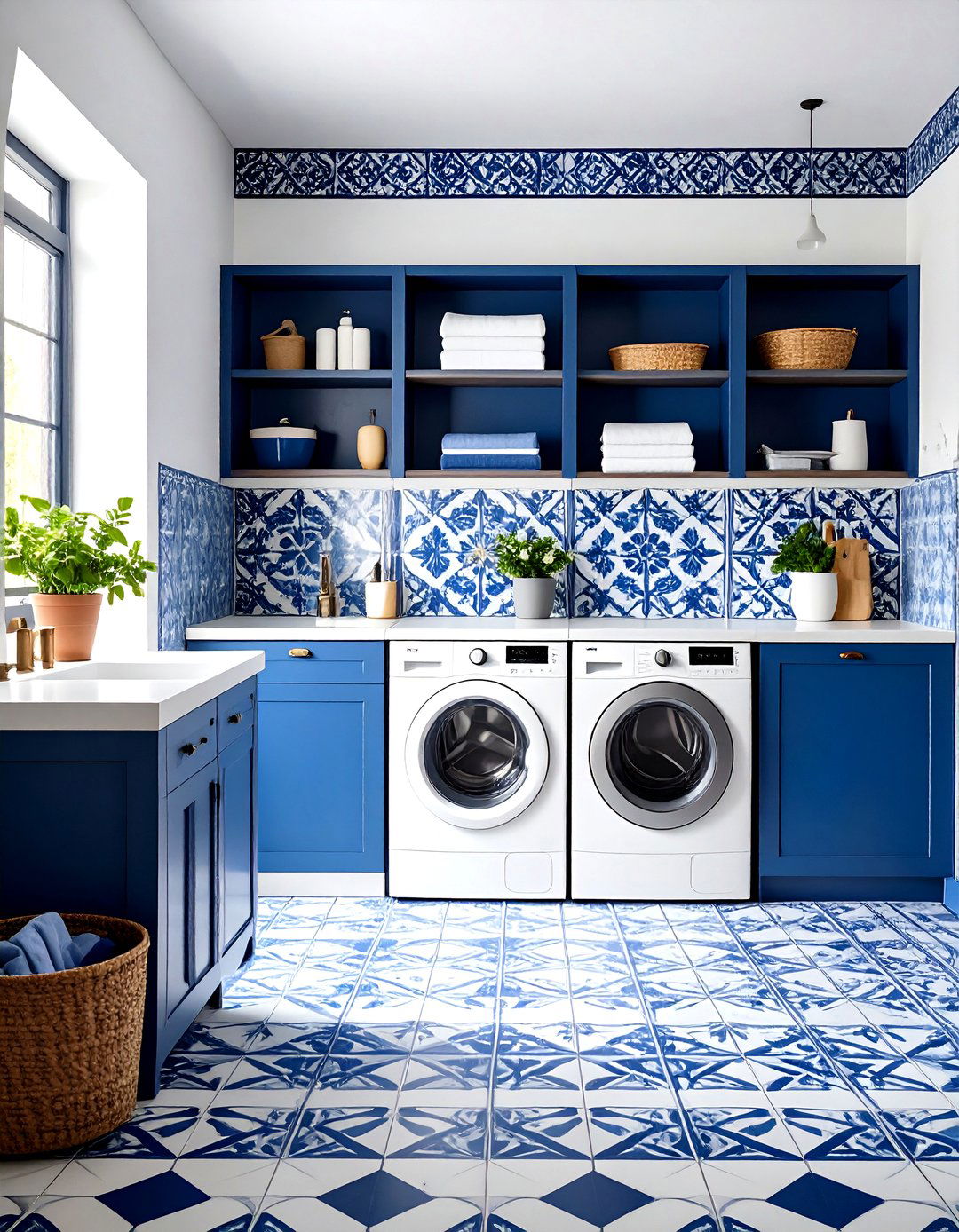 Encaustic Cement Laundry Room Tile Pattern Design - 20 Laundry Room Tile Ideas