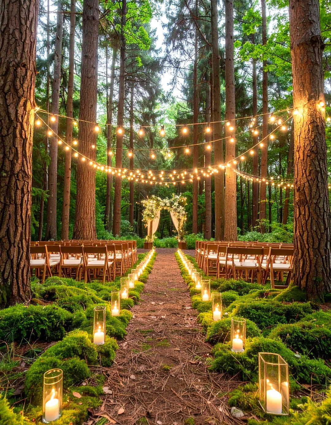 Enchanted Forest Ceremony Beneath Twinkling Branches - 20 Fairytale Wedding Ideas
