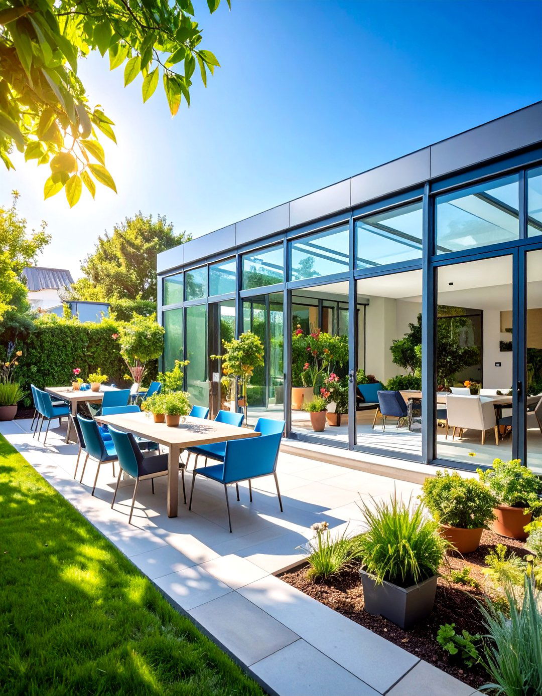 Enclosed Courtyard with Glass Walls - 20 Courtyard Ideas