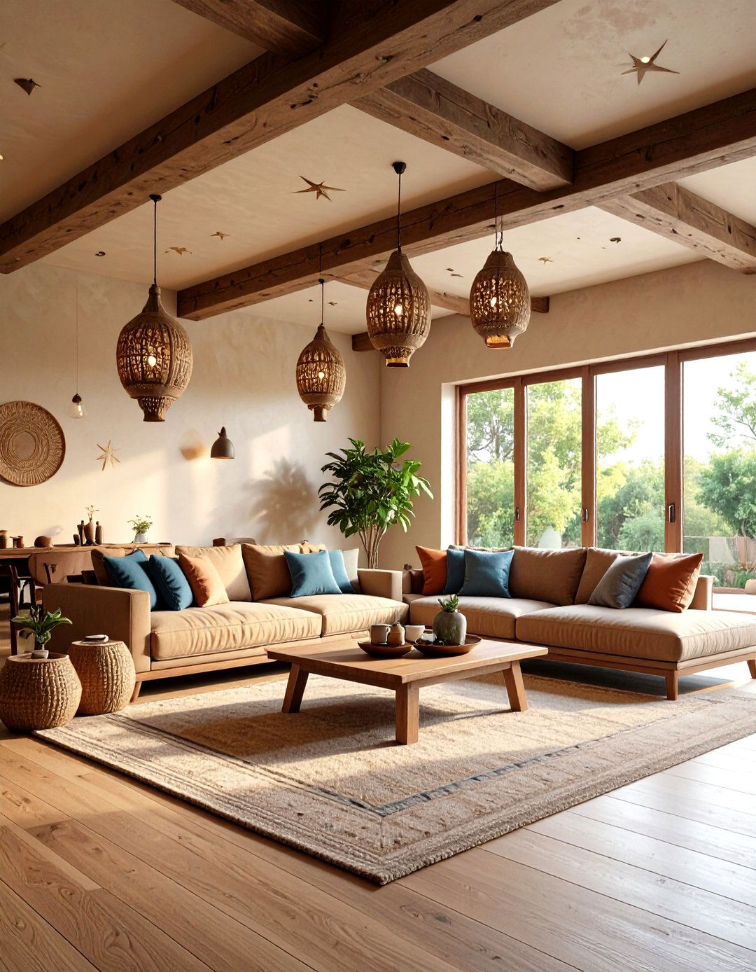 Energize the Ceiling with Hand Painted Motifs - 20 Bohemian Moroccan Living Room Ideas