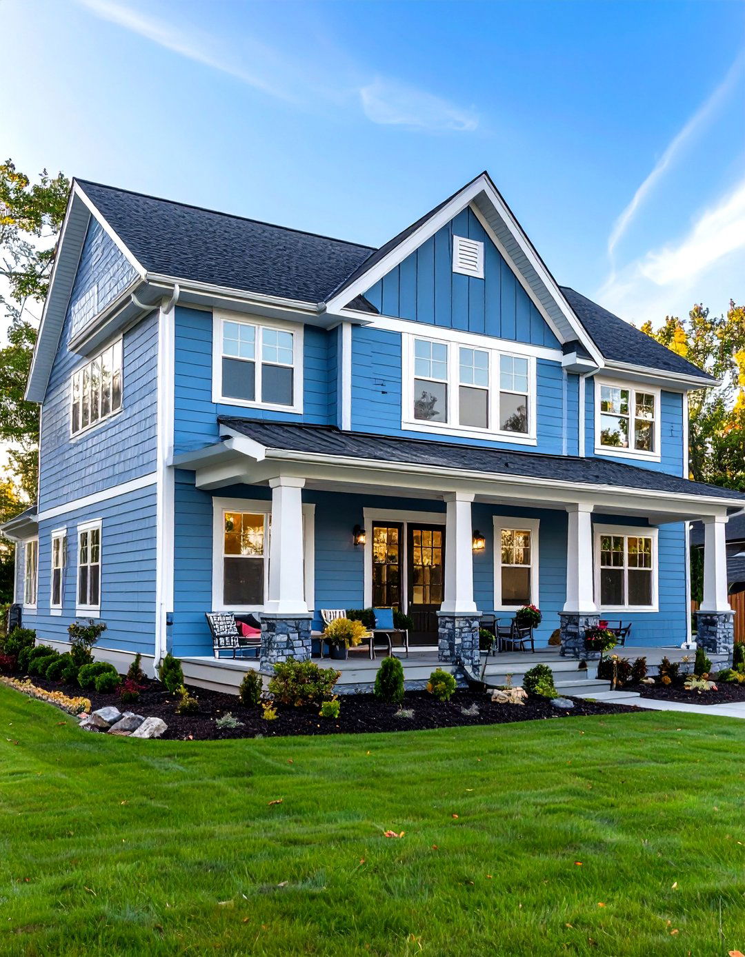 Energy Efficiency - 20 Blue House Siding With White Trim
