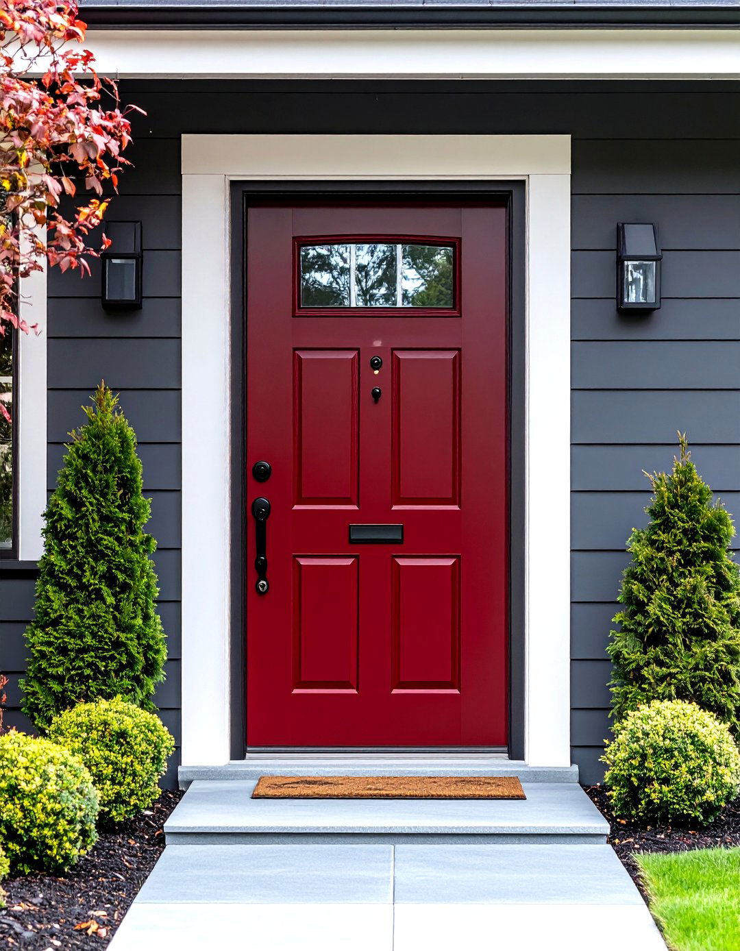 Energy Efficient Steel Dark Red Front Door - 20 Dark Red Front Door Ideas