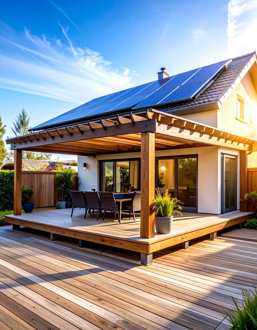 Energy Generating Solar Pergola Deck Roof - 20 Deck Roof Ideas