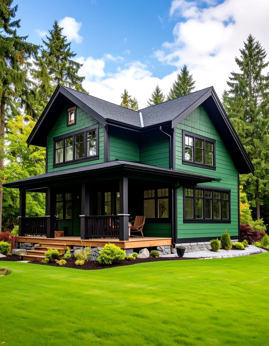 Energy Smart Colour Choice - 20 Forest Green House With Black Trim