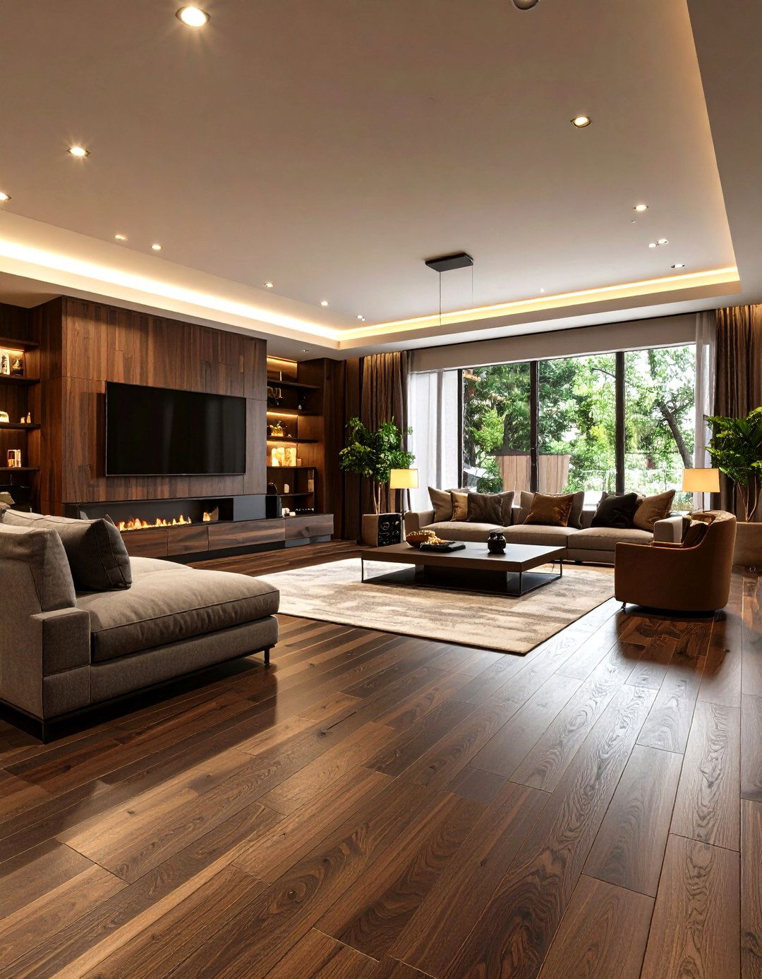 Engineered Dark Walnut Floor Tames a Basement Media Room - 20 Dark Walnut Floors for Rooms