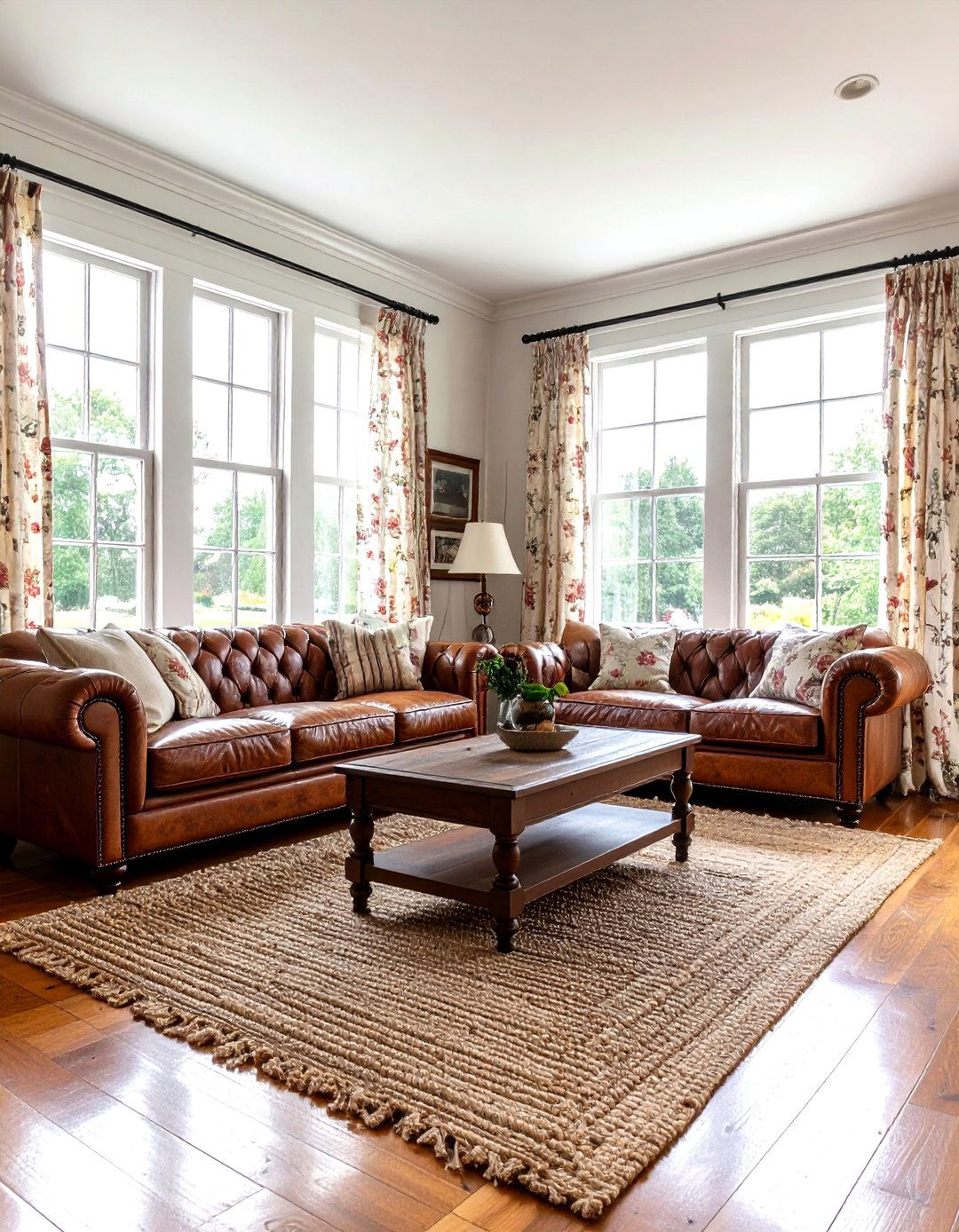 English Cottage Cozy - 20 Brown Leather Couch Living Room Ideas