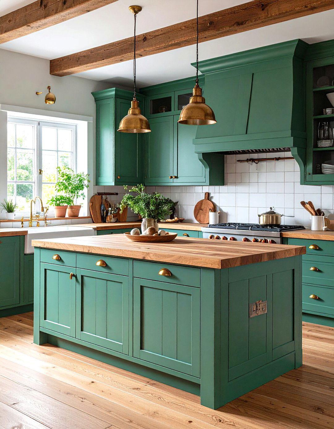 English Cottage Kitchen with Butcher Block Countertops - 20 Kitchens With Butcher Block Countertops