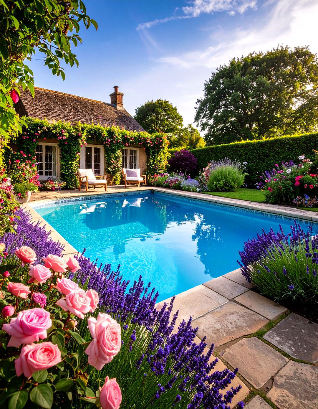 English Cottage Pool Landscaping - 20 Pool Landscaping Ideas