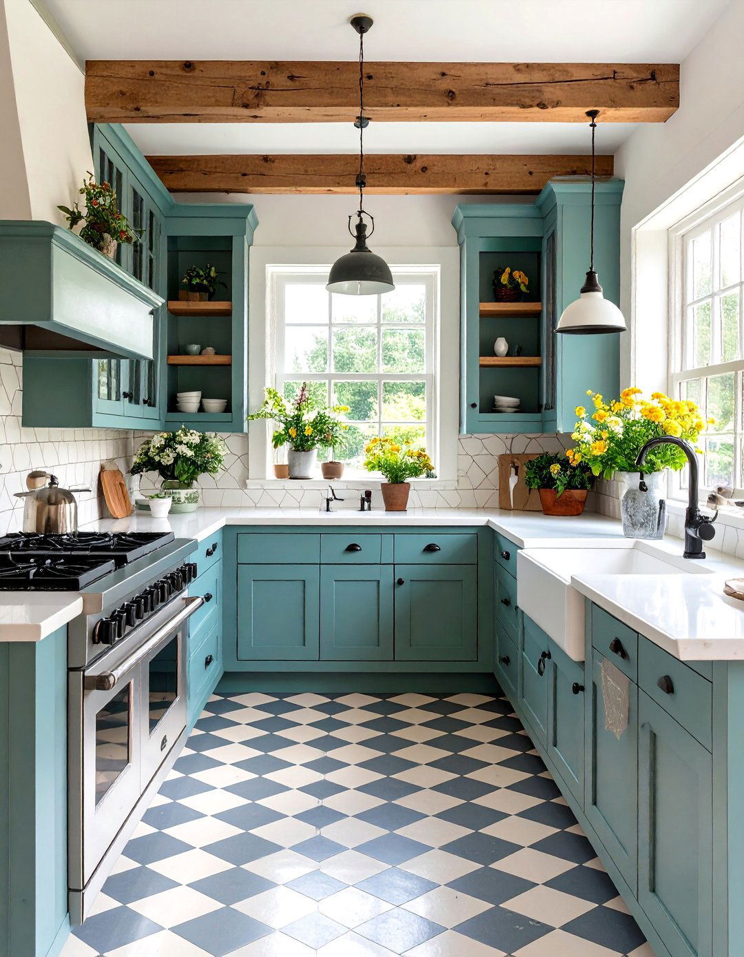 English Country Cottage Checkered Floors Kitchen - 20 Kitchens With Checkered Floors