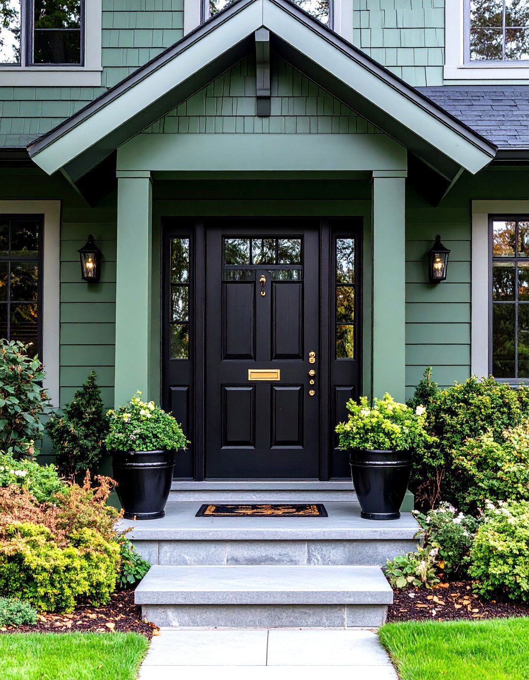 Enhancing Curb Appeal for Selling - 20 Sage Green House With Black Door