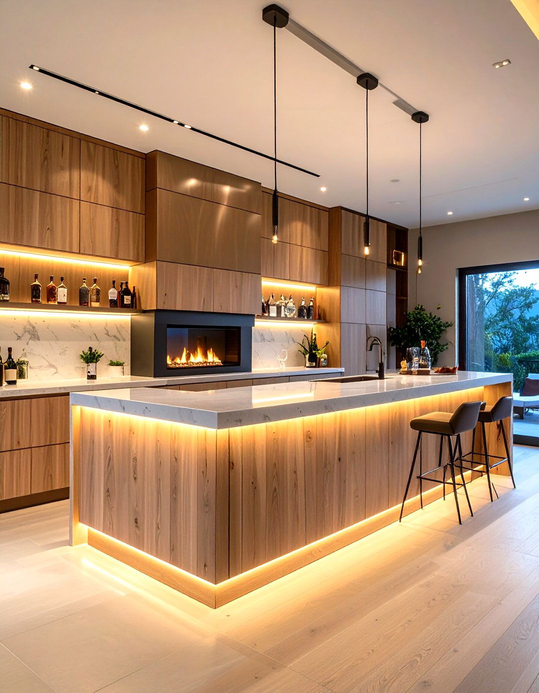 Entertainment Bar Wall with Electric Fireplace - 20 Electric Fireplace Ideas With Tv Above