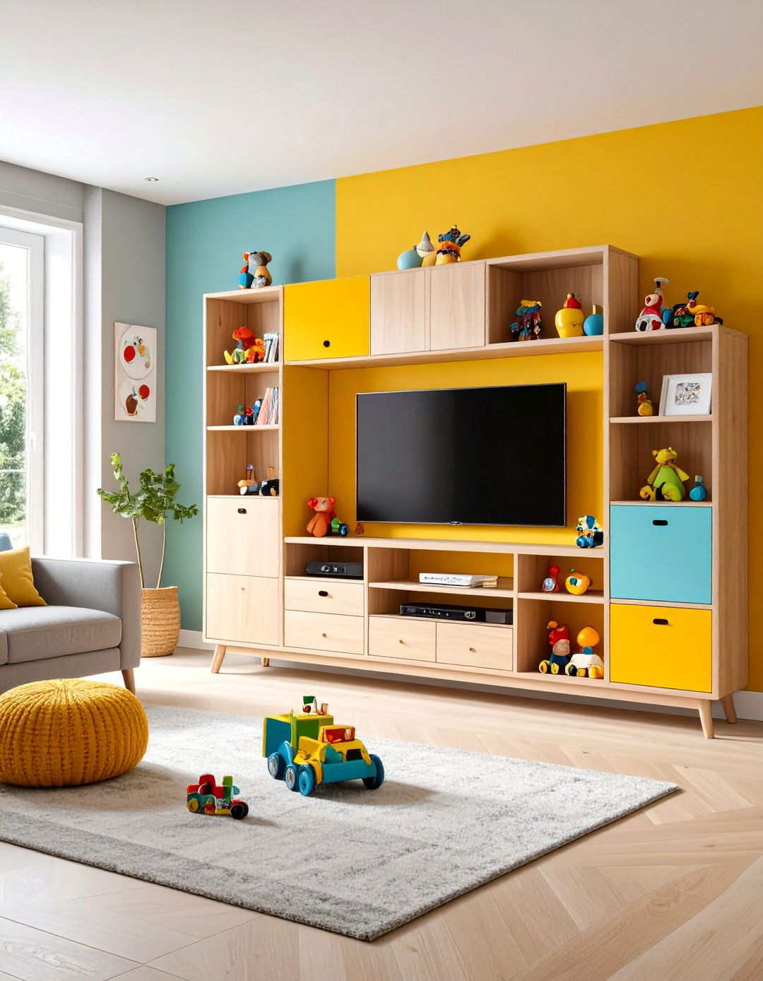 Entertainment Center Living Room Toy Storage Integration - 20 Living Room Toy Storage Ideas