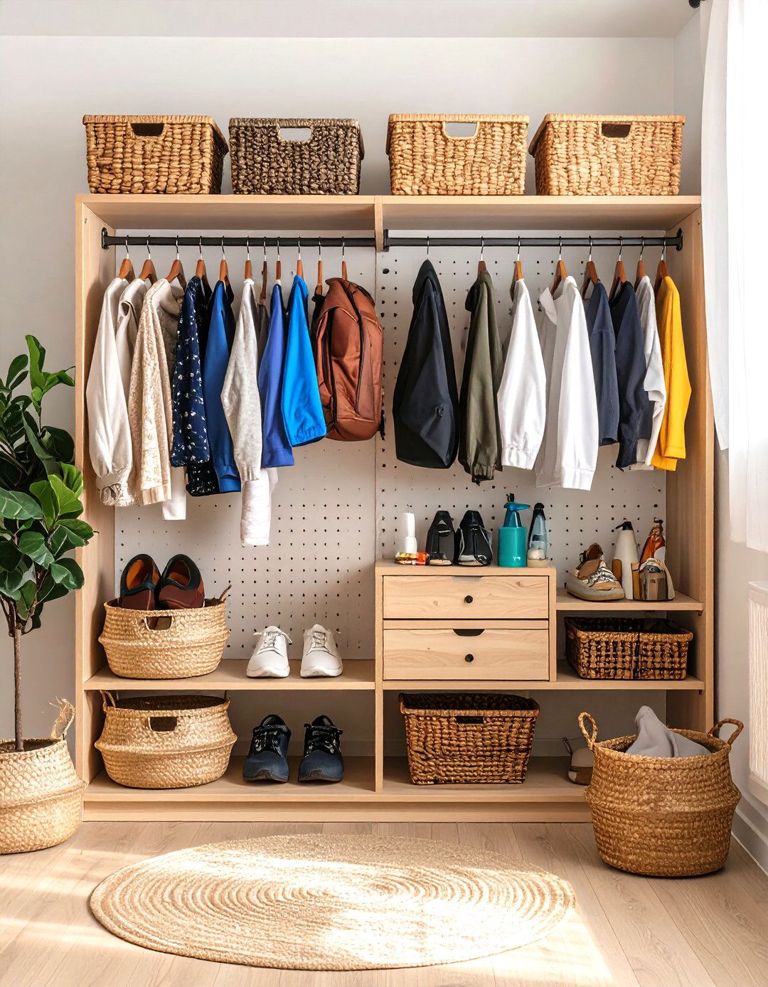 Entry Closet Pegboard Organization - 20 Entry Closet Ideas