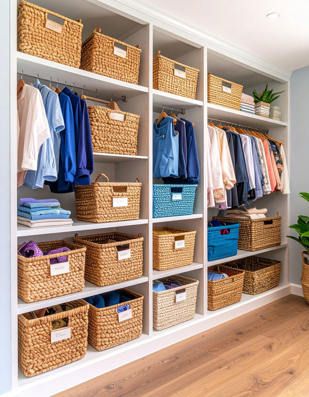Entryway Closet Basket and Label Organization - 20 Entryway Closet Ideas