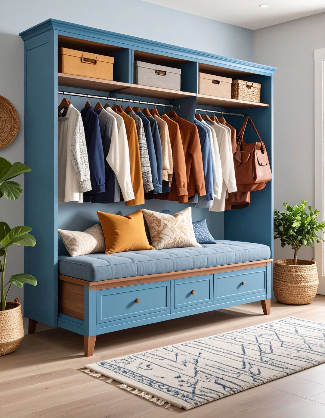 Entryway Closet Bench with Hidden Storage - 20 Entryway Closet Ideas