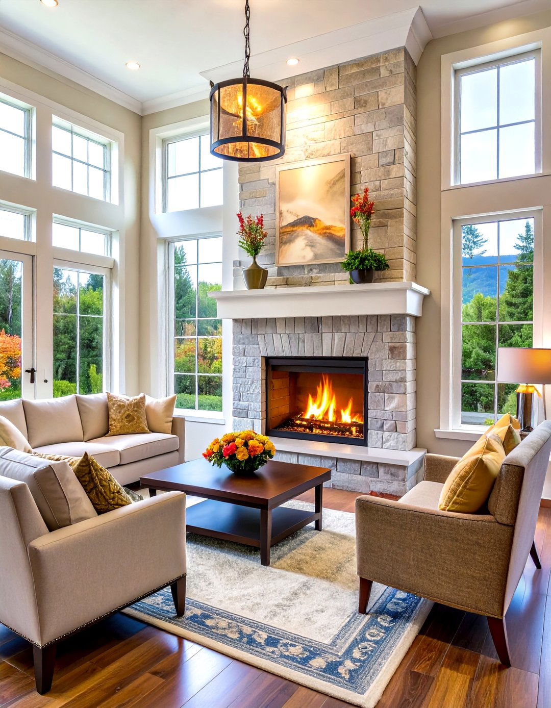 Entryway Pass Through Welcome Fireplace - 20 Double-sided Fireplace Ideas