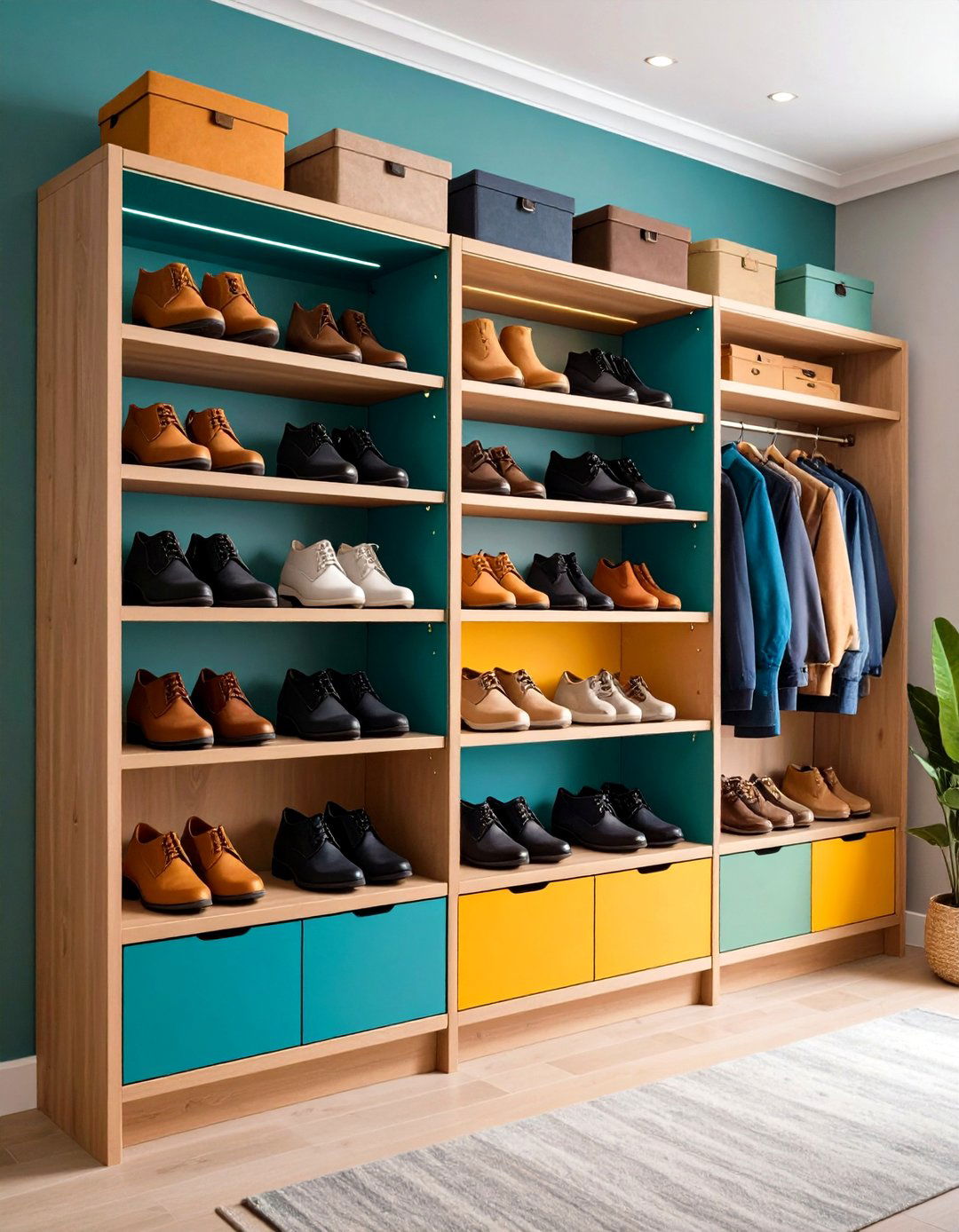 Entryway Shoe Cabinets with Space Saving Pull Down Racks - 20 Floor to Ceiling Cabinets Ideas