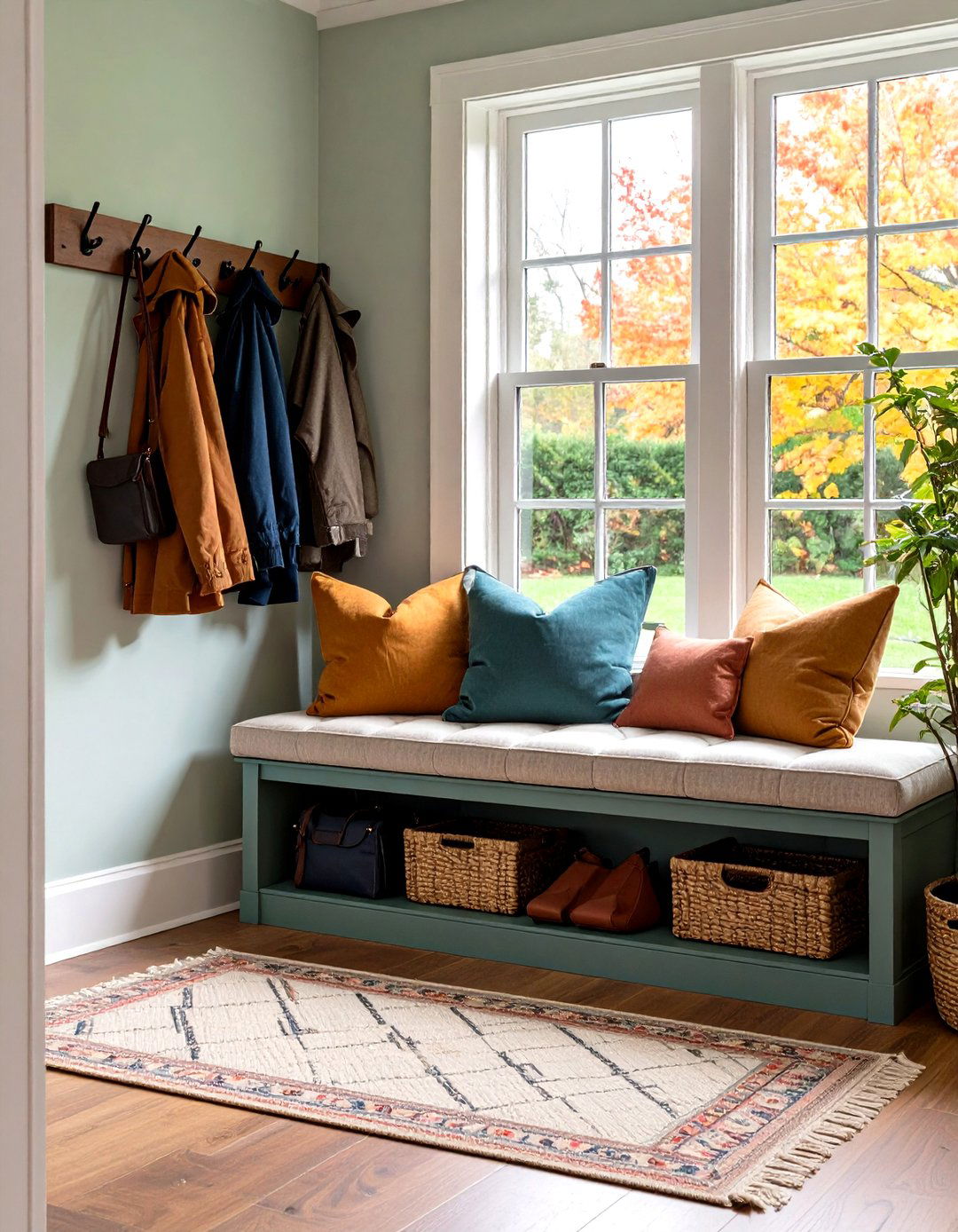 Entryway Window Seat with Coat Storage - 20 Window Seat Ideas
