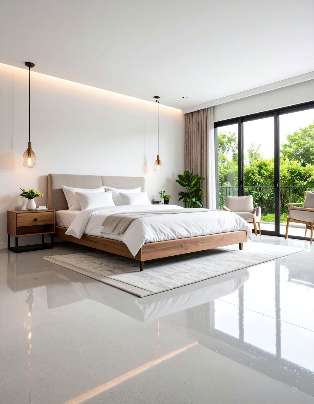 Epoxy Coated Concrete Floor Bedroom with Glossy Finish - 20 Concrete Floor Bedroom Ideas