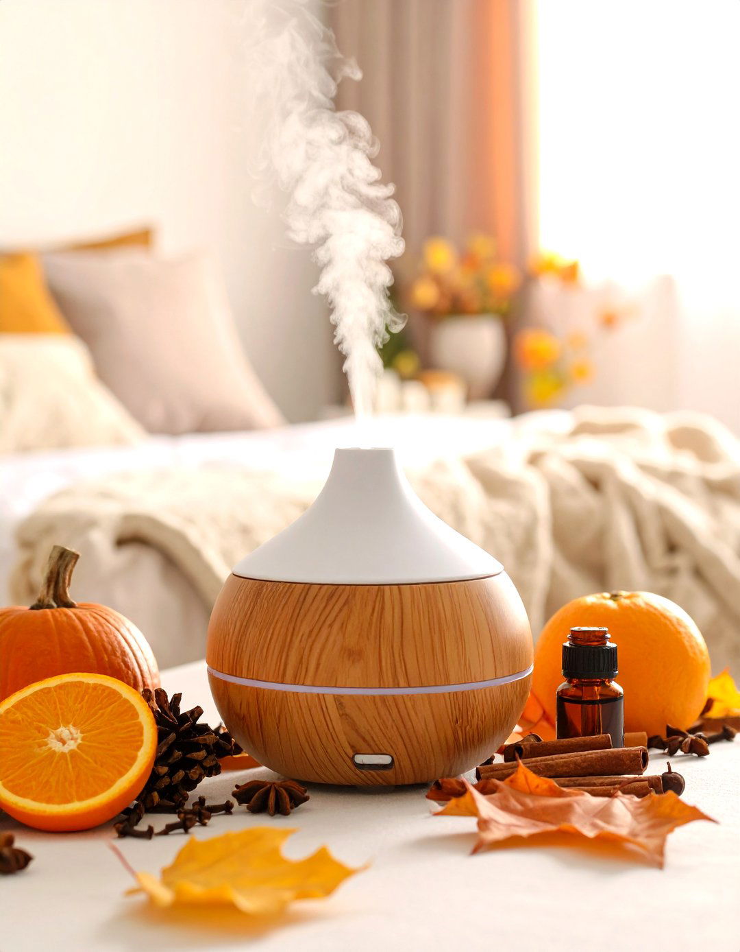 Essential Oil Diffusers in Fall Bedroom Decor - 20 Fall Bedroom Decor Ideas