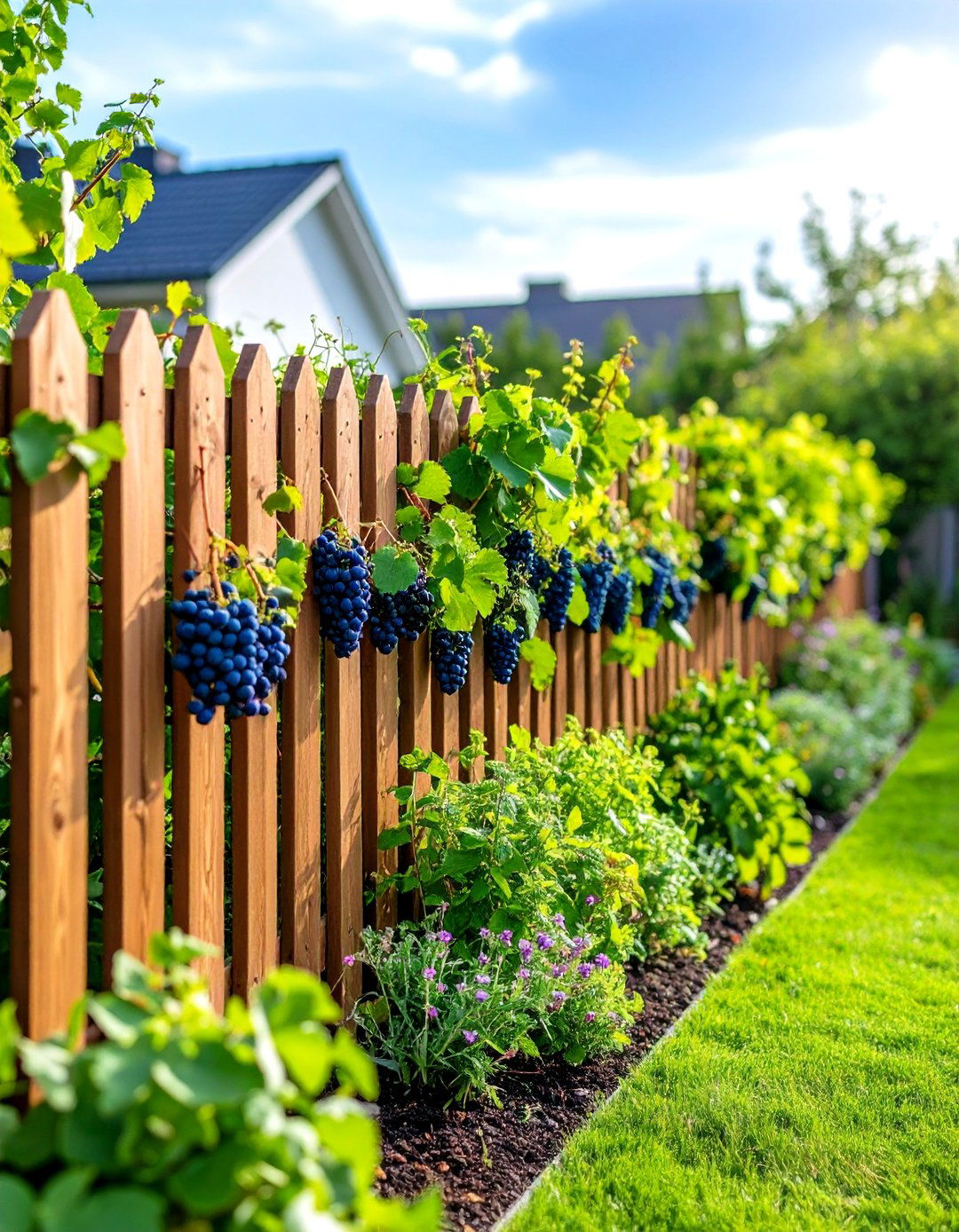 Establish an Edible Fence Border - 20 Simple Fence Line Landscaping Ideas