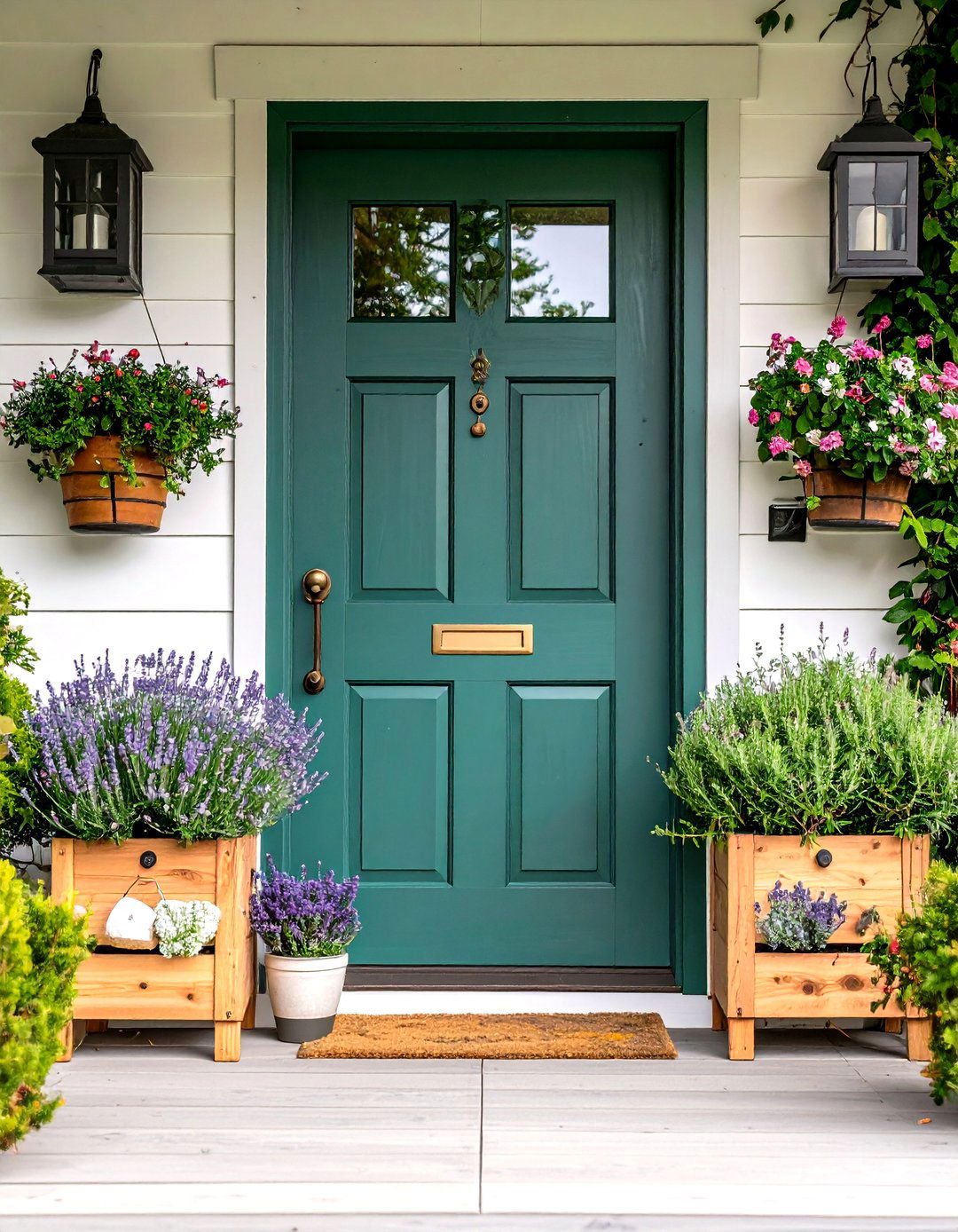 Eucalyptus Green Front Door Farmhouse Charm - 20 Green Front Door Ideas