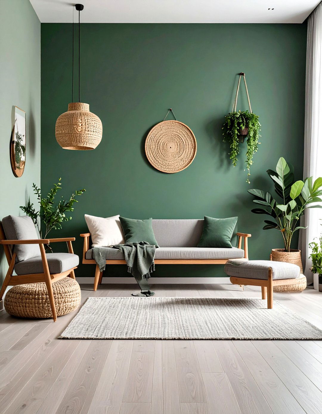 Eucalyptus Green Meets Cool Grey Scandinavian Minimalism - 20 Green and Grey Bedroom Ideas