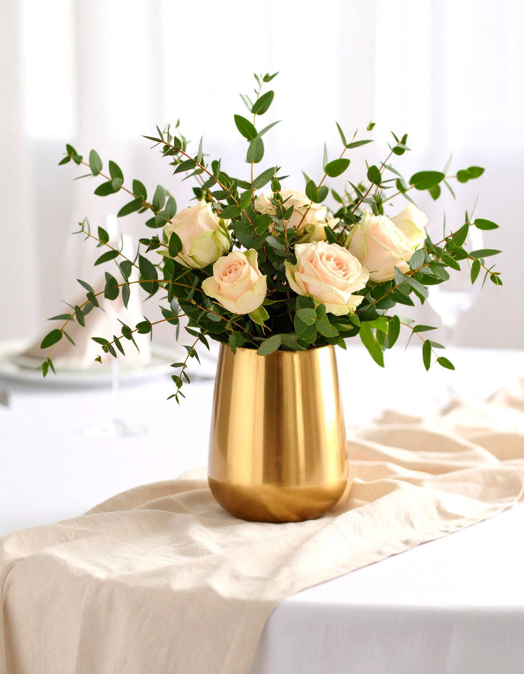 Eucalyptus and Rose Cascading Arrangements - 20 Eucalyptus Wedding Centerpieces