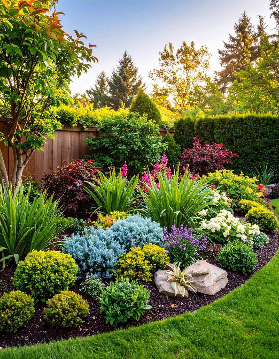 Evergreen Anchor Flower Bed - 20 Front Yard Flower Bed Ideas