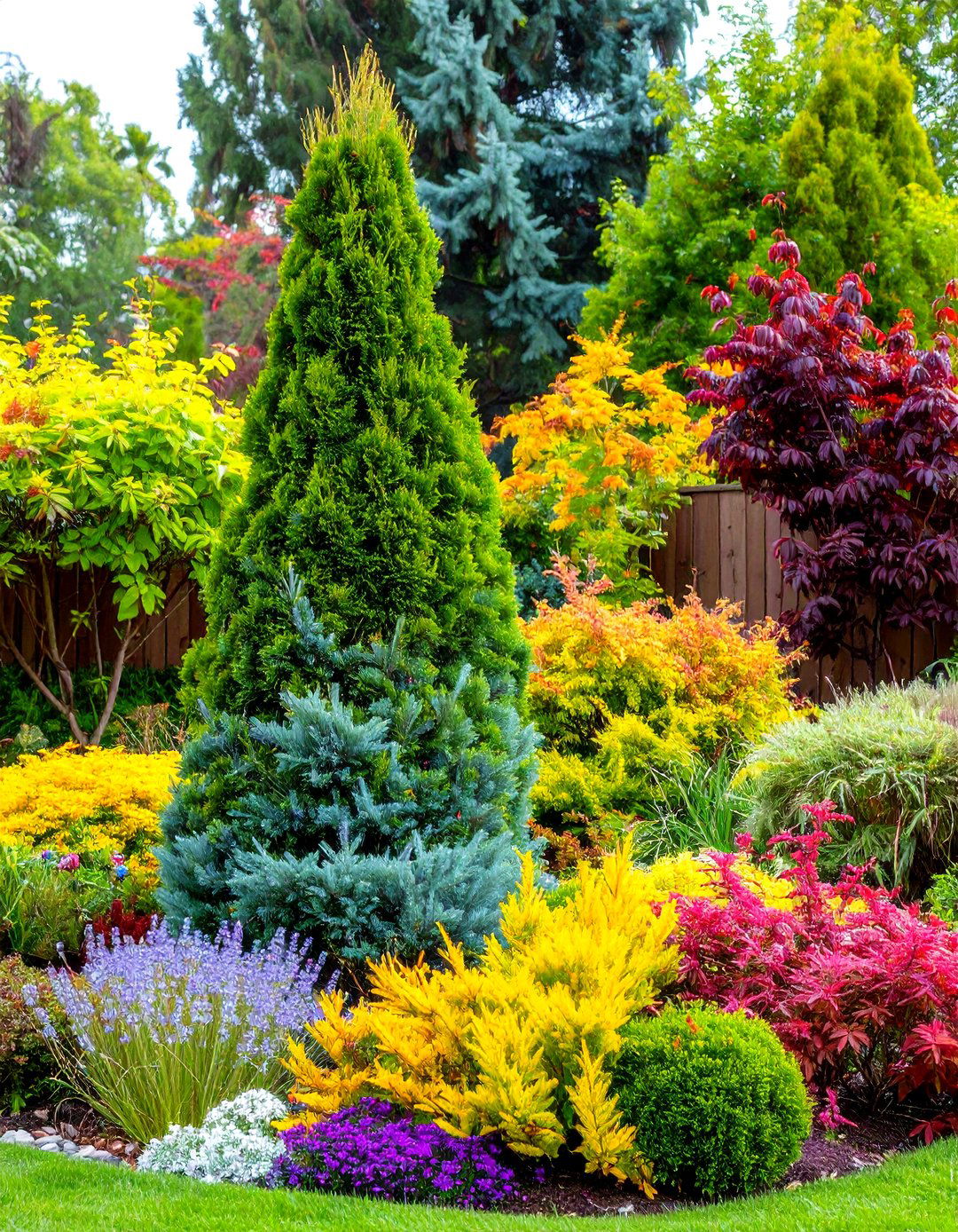 Evergreen Foundation Tree Plantings for Year Round Structure - 20 Tree Landscaping Ideas