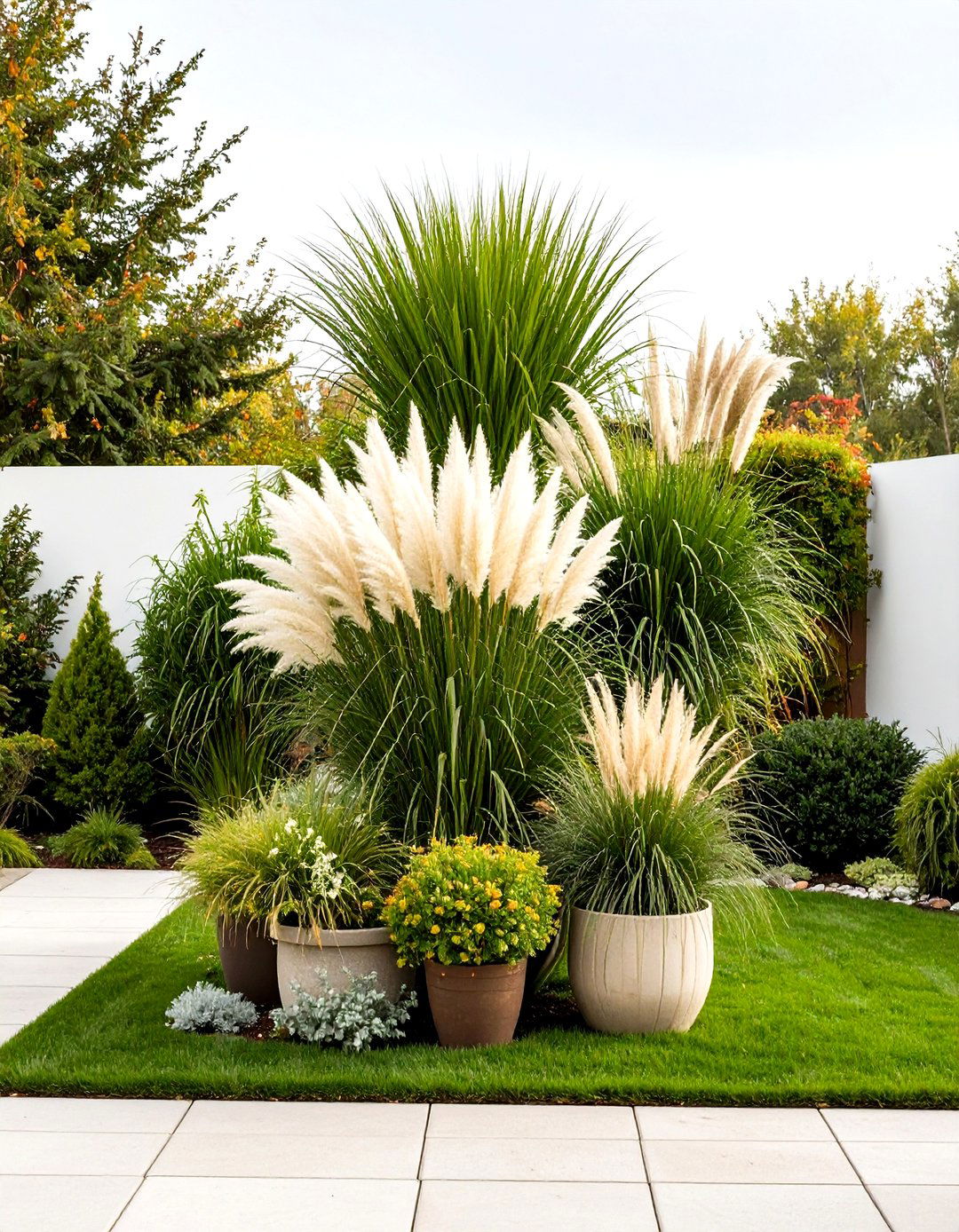 Evergreen Ornamental Grasses as Winter Sculpture - 20 Front Yard Evergreen Landscaping Ideas