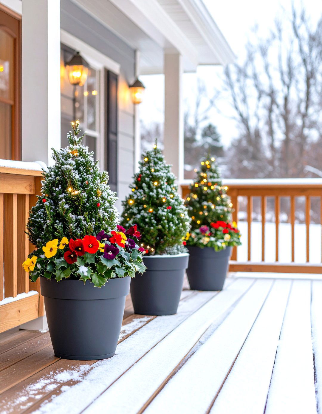 Evergreen Planters for Year Round Deck Appeal - 20 Deck Decorating Ideas With Plant
